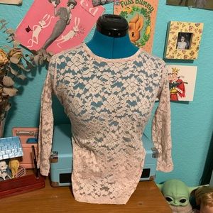 Sweet Blush Cream Lace 3/4 Sleeve Top